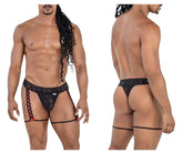 String porte-jarretelles en dentelle CandyMan 99803, couleur noire